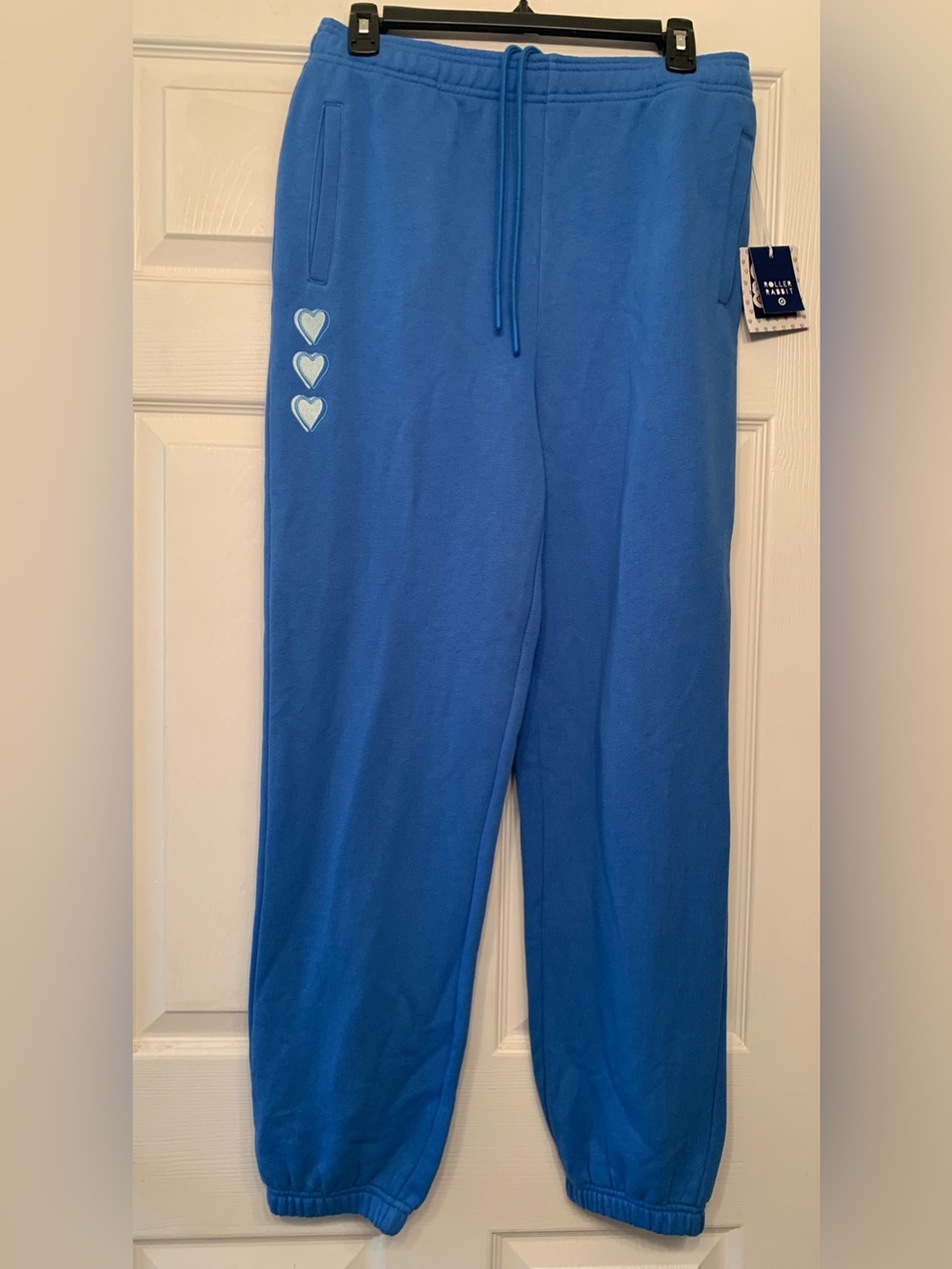 NWT Roller Rabbit x Target Blue Sweatpants With Embroidered Heart Detail Size M